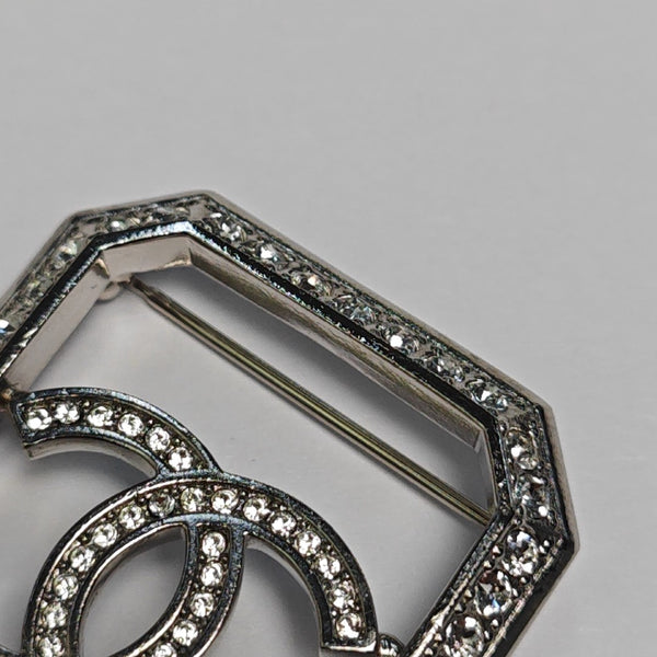 CC Logo Metal Silver Brooch