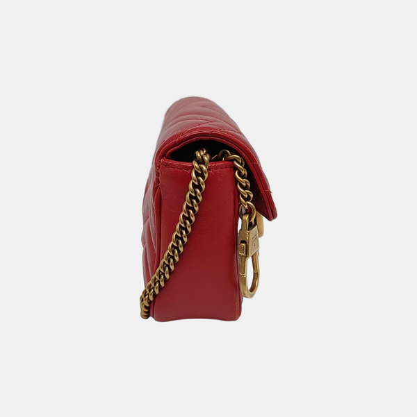 Authenticated pre-owned GG Marmont Mini Quilted Calfskin Red - Shoulder Bag at Looply