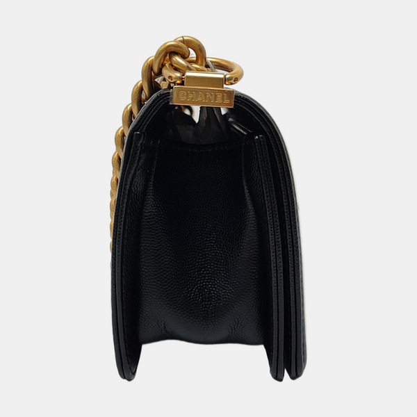 BOY CHANEL Small Quilted Grained Calfskin Black