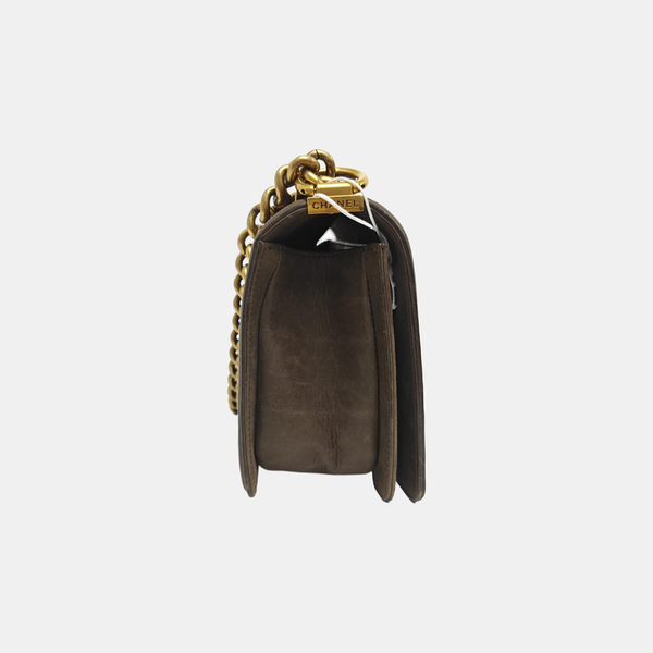 BOY CHANEL Medium Quilted Wool Green