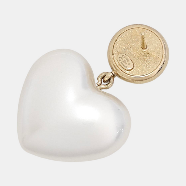 CC Logo Metal White Earrings