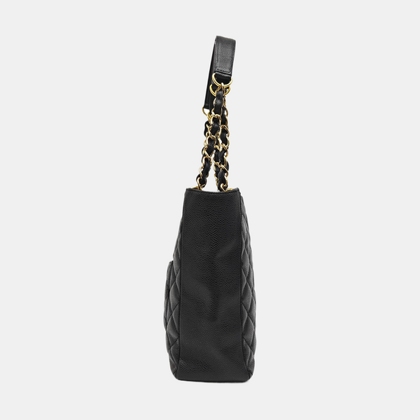 CHANEL PST Quilted Grained Calfskin Black