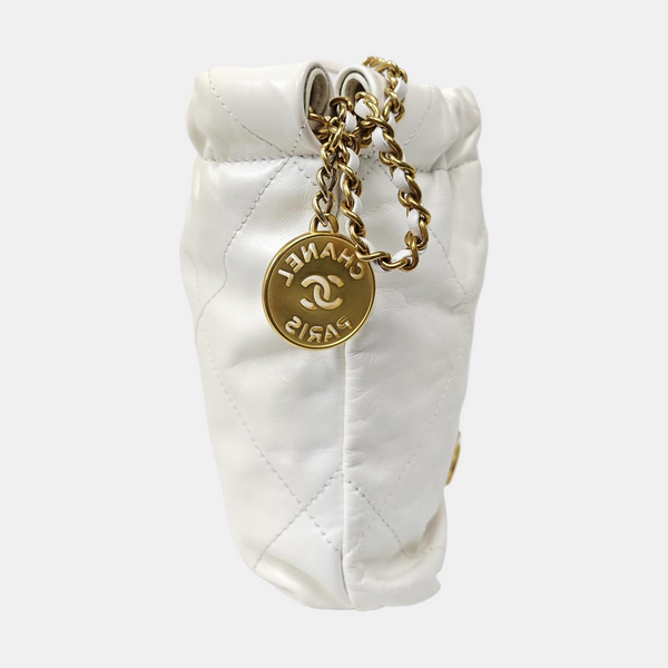 CHANEL 22 Mini Quilted Calfskin White