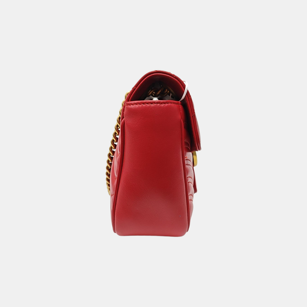 GG Marmont Medium Quilted Calfskin Red