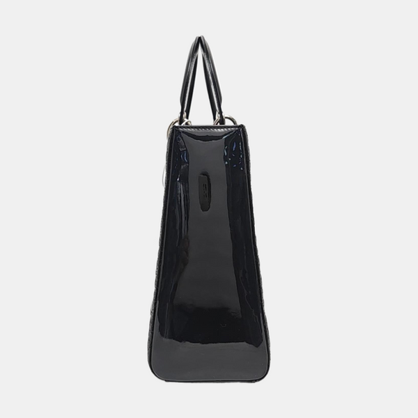 Lady Dior Large Cannage Patent Leather Black