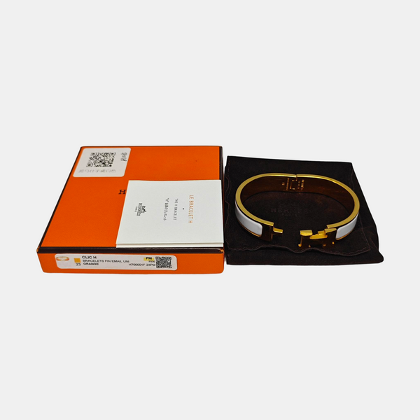 Clic H Metal White Bangle