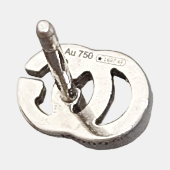 GG Running 18k White Gold Silver Stud Earrings