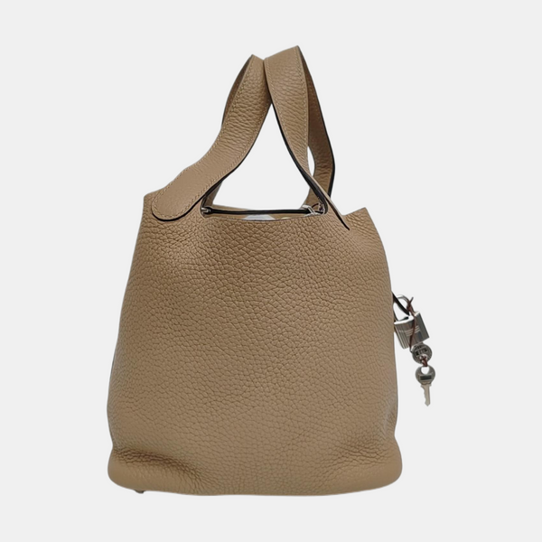 Authenticated pre-owned Picotin Lock 18 Clemence Beige - Bucket Bag at Looply