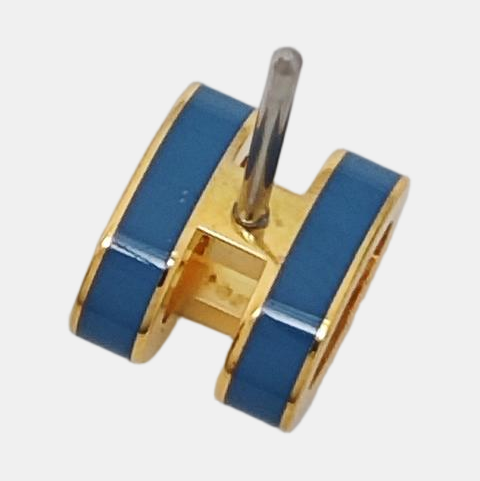 Pop H Metal Blue Stud Earrings