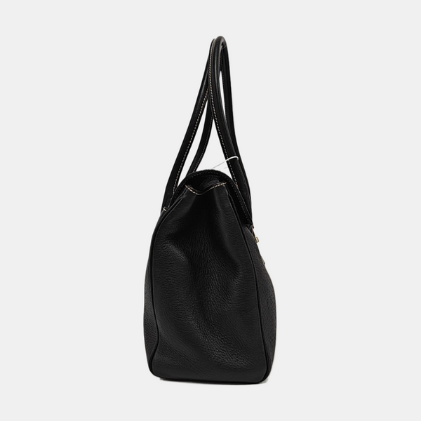 Calfskin Top Handle Bag Black