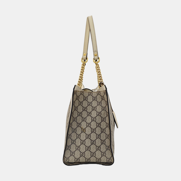 Padlock Medium Monogram Coated Canvas Beige