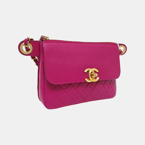 Quilted Calfskin Shoulder Bag Pink