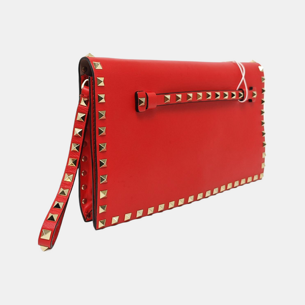 Authenticated pre-owned Rockstud Lambskin Red - Clutch at Looply