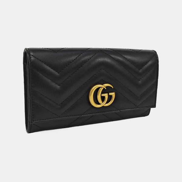 GG Marmont Super Mini Quilted Calfskin Black Wallet