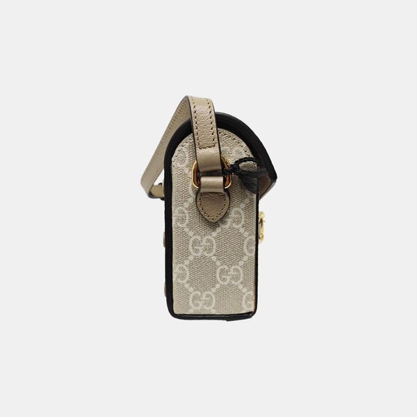 Authenticated pre-owned Horsebit 1955 Mini Monogram Coated Canvas Beige - Crossbody Bag at Looply