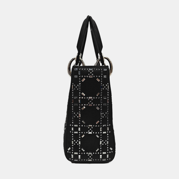 Lady Dior Mini Cannage Silk Satin Black