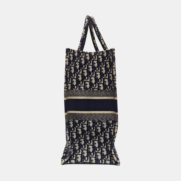 Book Tote Large Oblique Canvas Beige