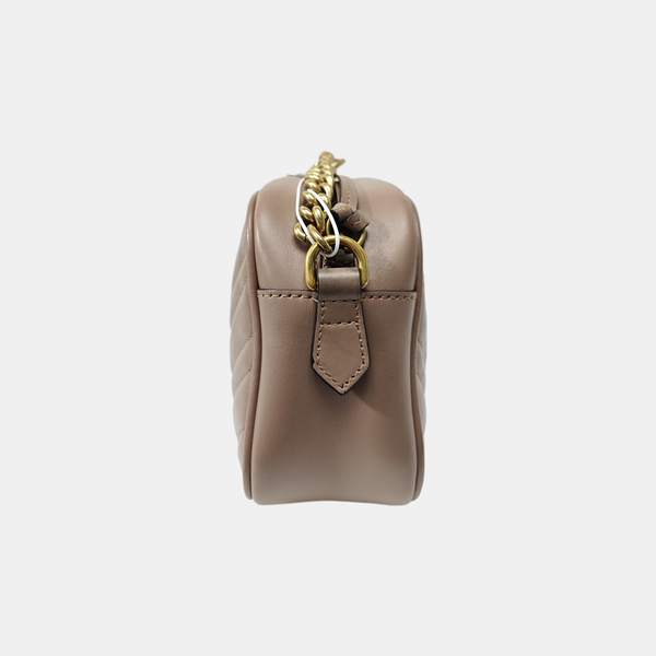 GG Marmont Small Quilted Calfskin Beige