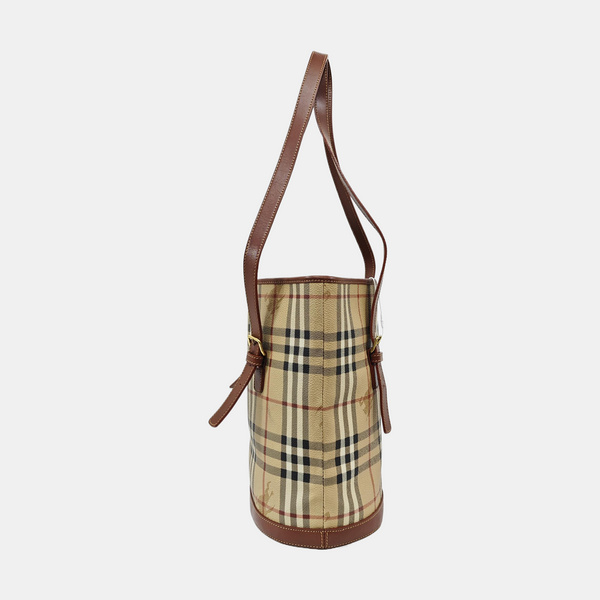 Coated Canvas Bucket Bag Beige