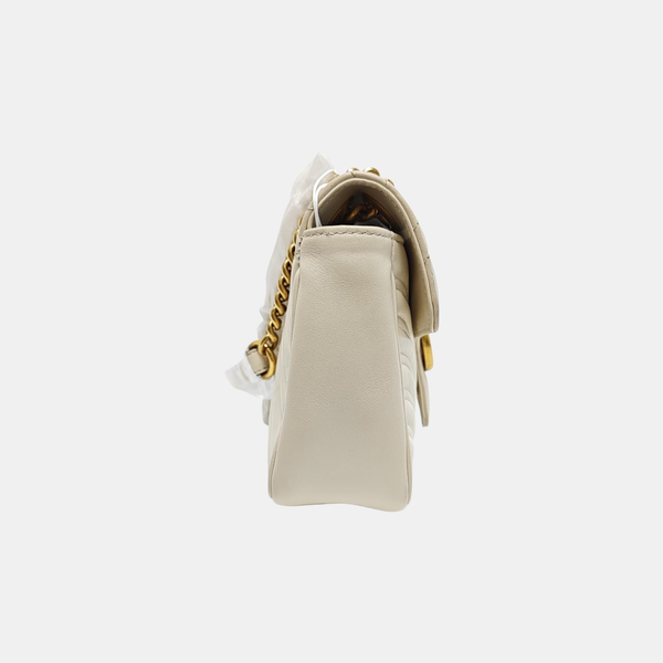 GG Marmont Medium Quilted Calfskin White