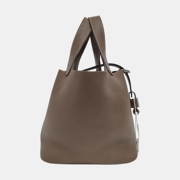 Authenticated pre-owned Picotin Lock 18 Clemence Grey - Bucket Bag at Looply