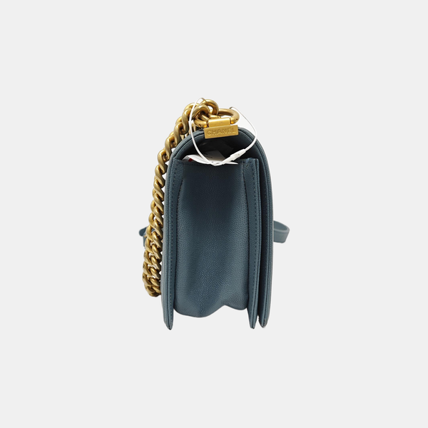 BOY CHANEL Medium Quilted Grained Calfskin Blue