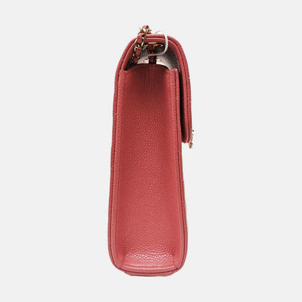 DOUBLE CC Quilted Grained Calfskin Pink