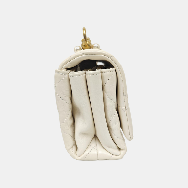 Quilted Calfskin Shoulder Bag White