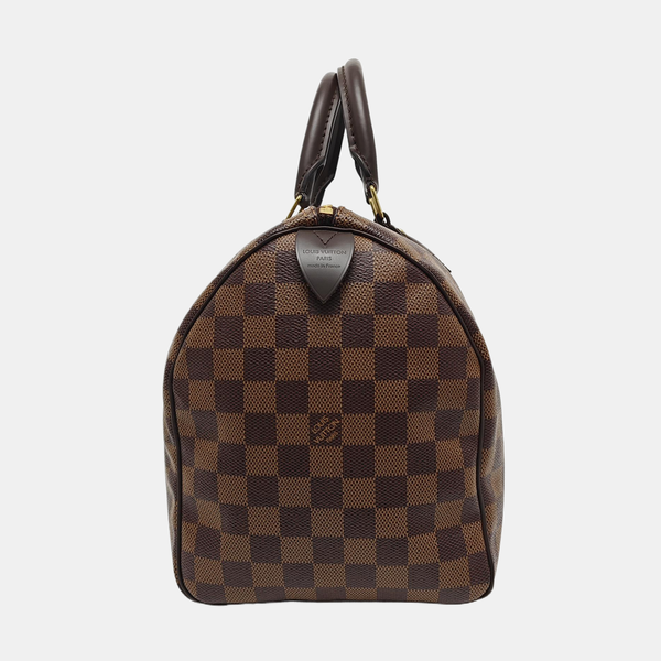 Authenticated pre-owned SPEEDY 30 Damier Ebene Coated Canvas Brown - Top Handle Bag at Looply