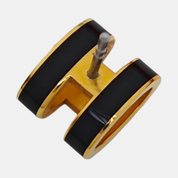 Pop H Metal Black Stud Earrings