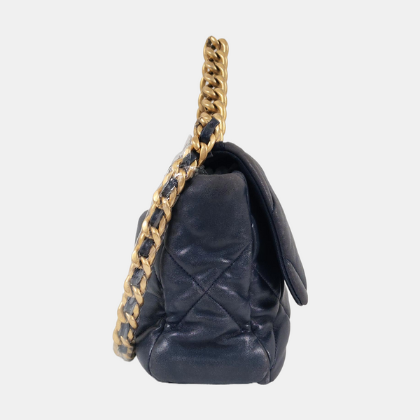 CHANEL 19 Large Quilted Lambskin Blue
