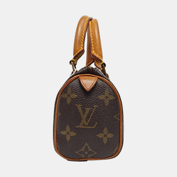Authenticated pre-owned SPEEDY Nano Monogram Coated Canvas Brown - Top Handle Bag at Looply