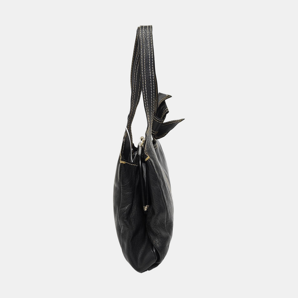 Quilted Calfskin Top Handle Bag Black
