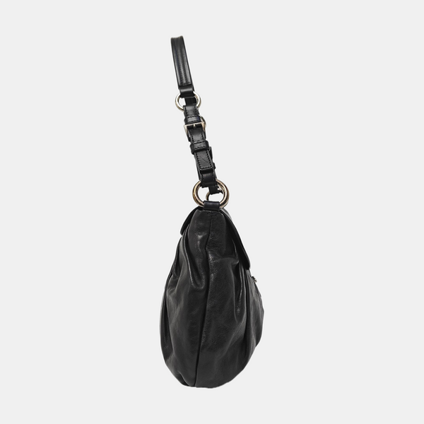 Leather Top Handle Bag Black