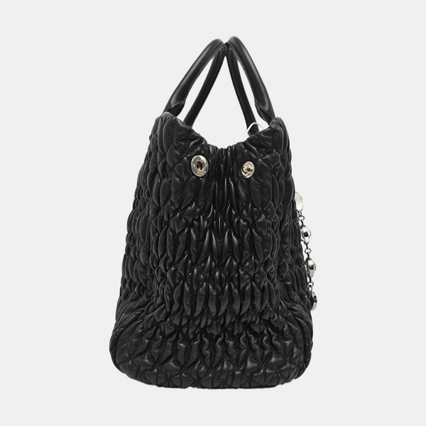 Lambskin Top Handle Bag Black