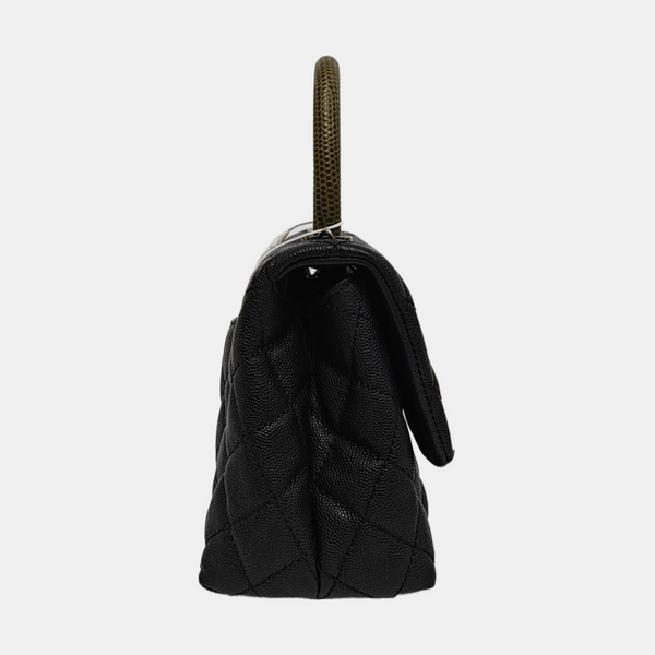 COCO HANDLE Small Quilted Grained Calfskin Black