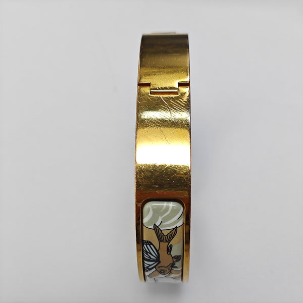 Authenticated pre-owned Clic H Gold Tone Metal Gold Plated Enamel Gold Bracelet - Bracelet at Looply