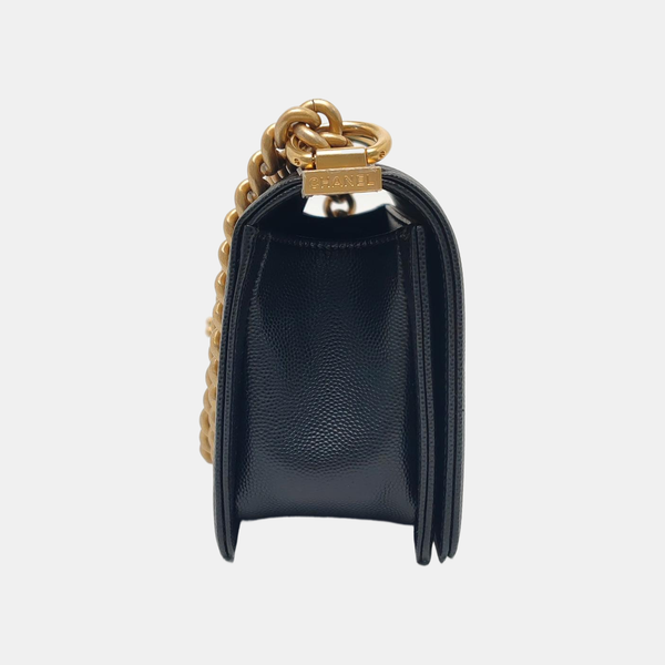 BOY CHANEL Small Quilted Grained Calfskin Black