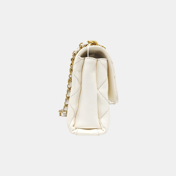 Quilted Lambskin Shoulder Bag Mini White