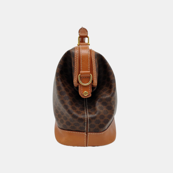 Coated Canvas Top Handle Bag Brown