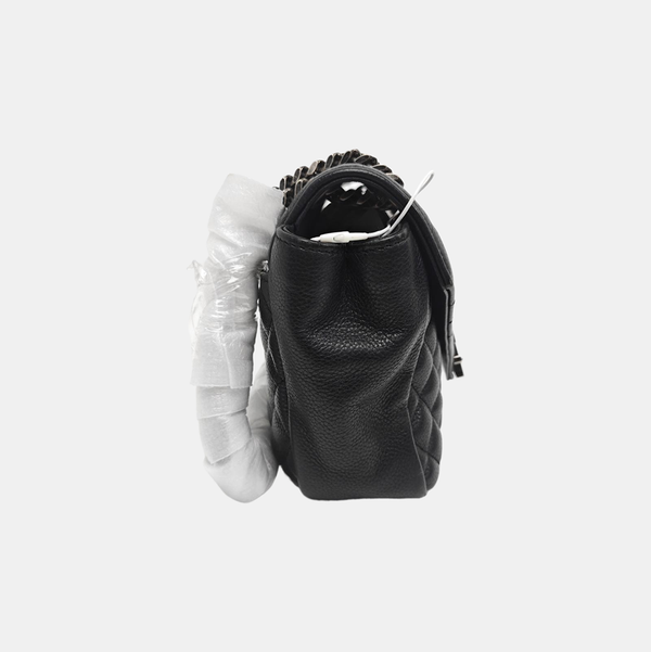 Chevron Lambskin Shoulder Bag Black