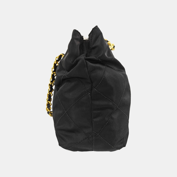 Quilted Nylon Shoulder Bag Black