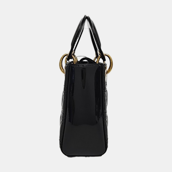 Lady Dior Mini Cannage Patent Leather Black