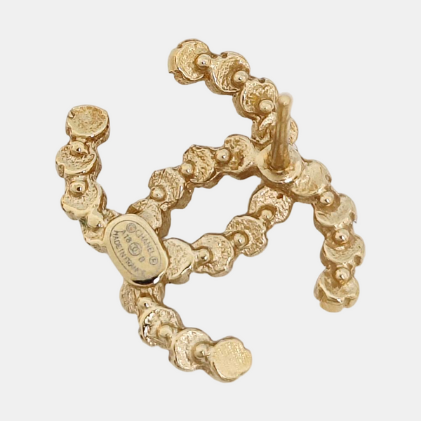 CC Logo Metal Gold Stud Earrings