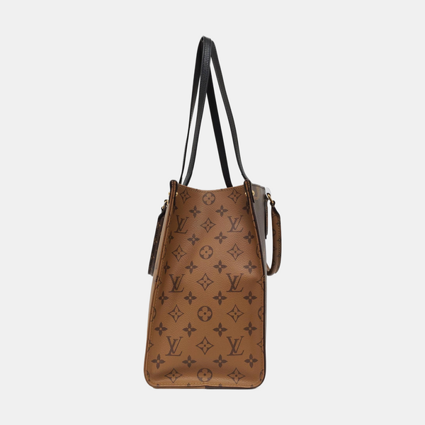 Authenticated pre-owned ONTHEGO MM Monogram Coated Canvas Brown - Tote Bag at Looply