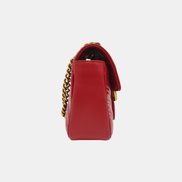 GG Marmont Small Quilted Calfskin Red