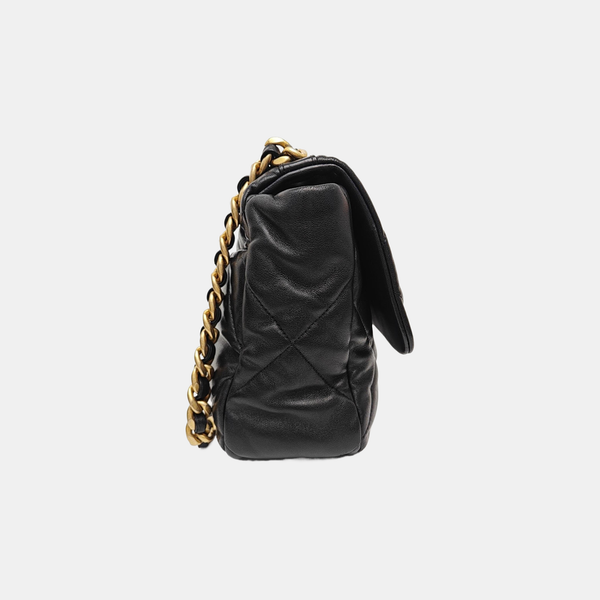 CHANEL 19 Large Quilted Lambskin Black
