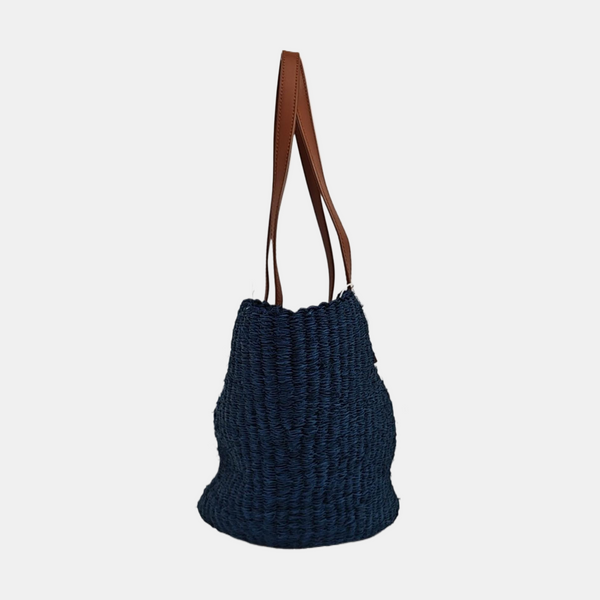 Straw Shoulder Bag Blue