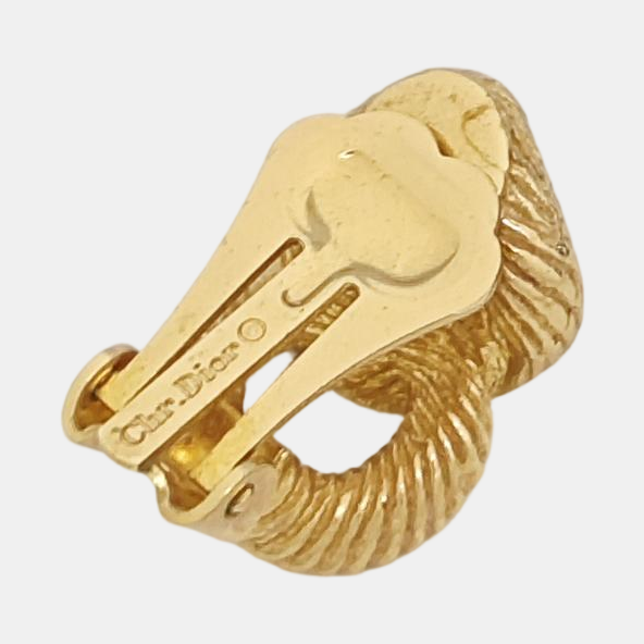 Twist Round Metal Gold Clip On Earrings