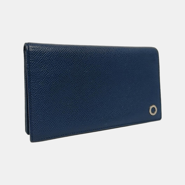 BVLGARI Calfskin Blue Wallet